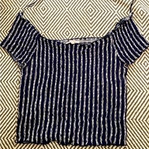 PacSun M Lottie Moss Navy Blue and White Striped Crop Top